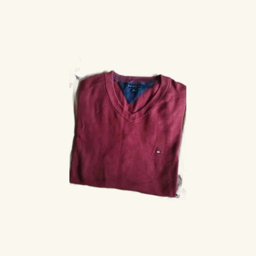 Pull Tommy Hilfiger bordeaux col V L