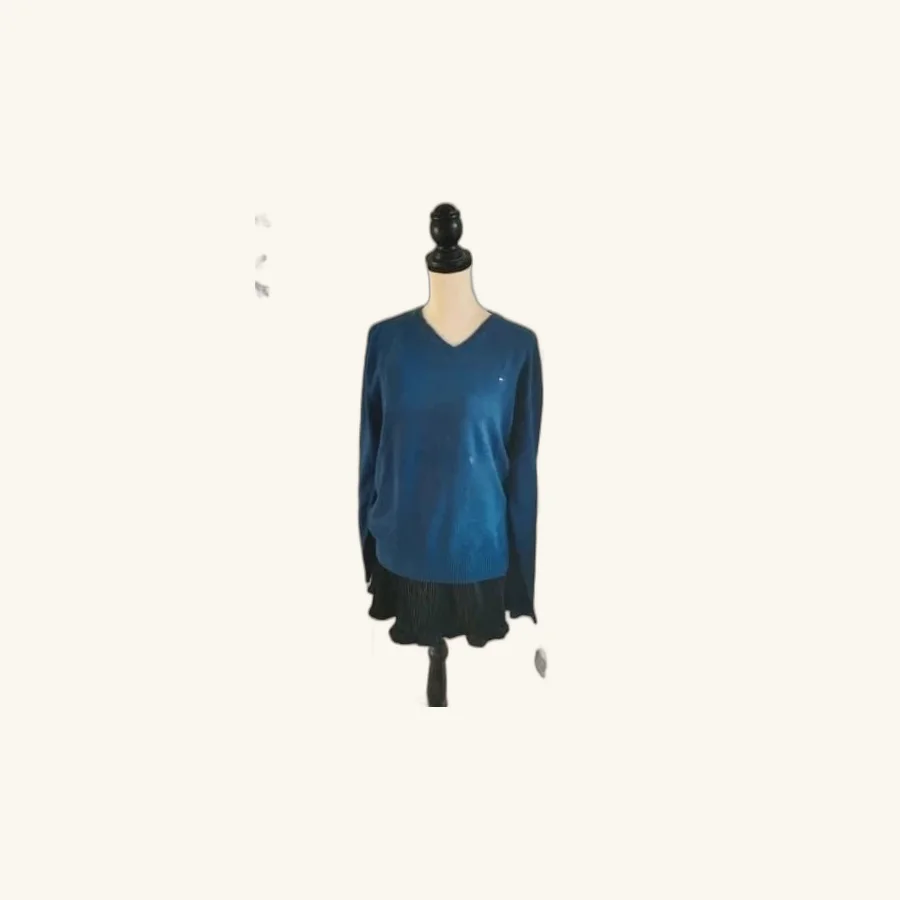 Pull Tommy Hilfiger col V bleu M