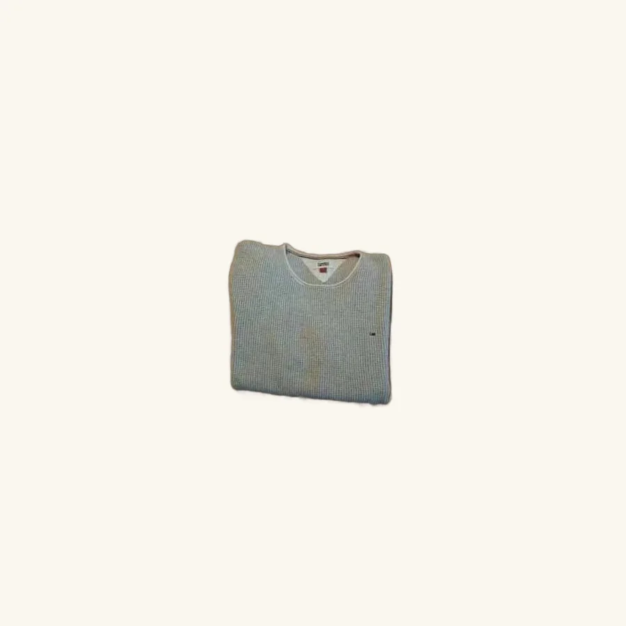 Pull Tommy Hilfiger col rond gris L